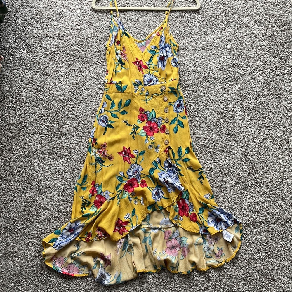 Worn once xhilaration yellow flower dress